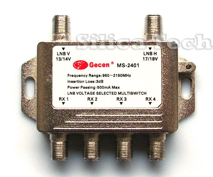 Gecen 2x4 13V/18V in 4 out Satellite LNB V/H multi switch MS 2401|gecen| |