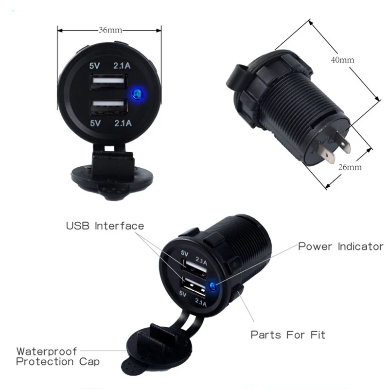 12V 3.1A DC двойной USB порт розетка для автомобильного прикуривателя Зарядное