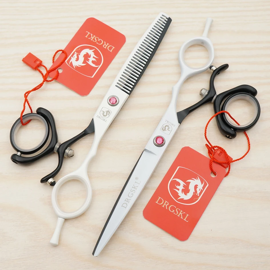 

DRGSKL hair fly scissors 6.0 inch professional 360 flying scissors hair hairdressing scissors white&black paint hair fly shears