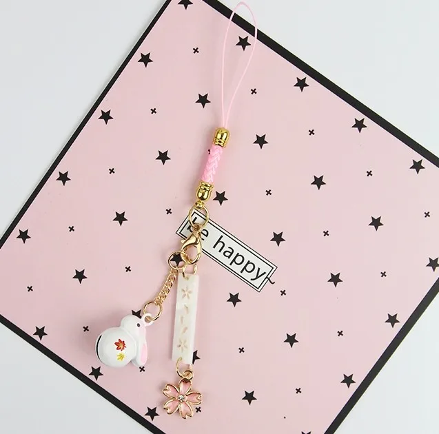 1 шт., милый подарок для телефона с подвеской Omamori Sakura в виде мультяшного кролика, поросенка, кота, колокольчика, сумочки, Подарочные вечерние украшения