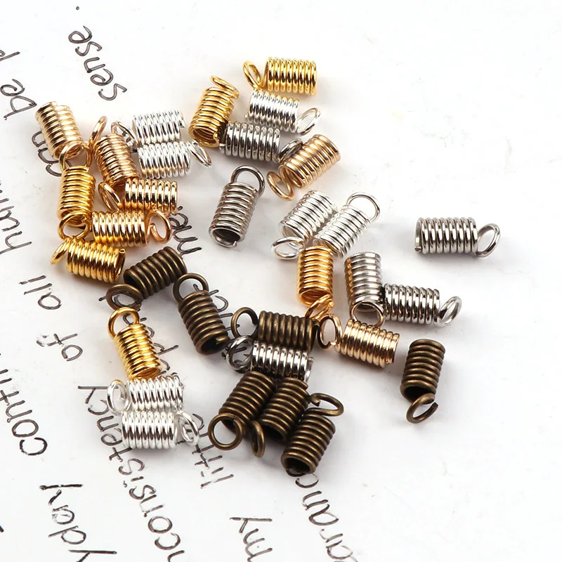 

10x4mm Spring Crimp Ends Fastener Coil Cord Crimps End Caps Clasps Extension DIY Necklace Connectors Jewelry Findings