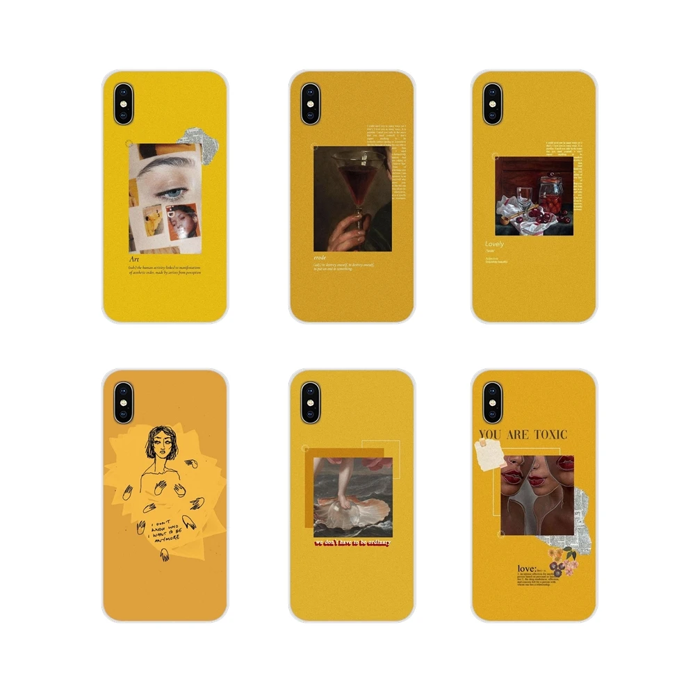 Желтая Эстетическая иллюстрация искусства для Apple iPhone X XR XS MAX 4 4S 5 5S 5C SE 6 6S 7 8 Plus ipod