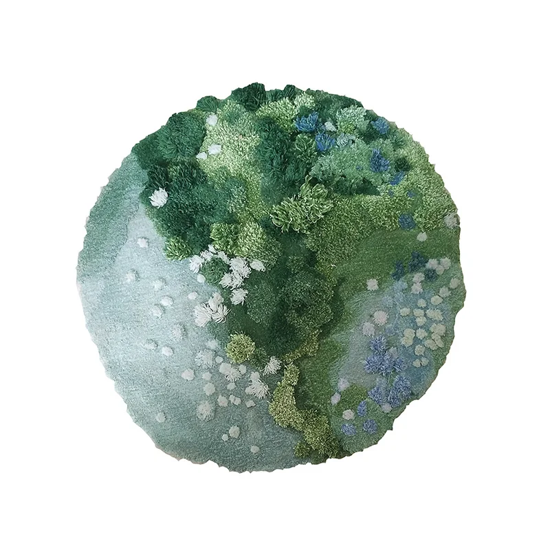 Ковер ручной работы из шерсти с 3D рисунком ковер в пасторальном стиле круглой