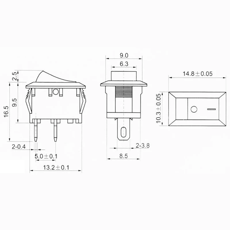 10 шт./лот красный 10*15 мм SPST 2-контактный вкл/выкл G125 лодочный кулисный