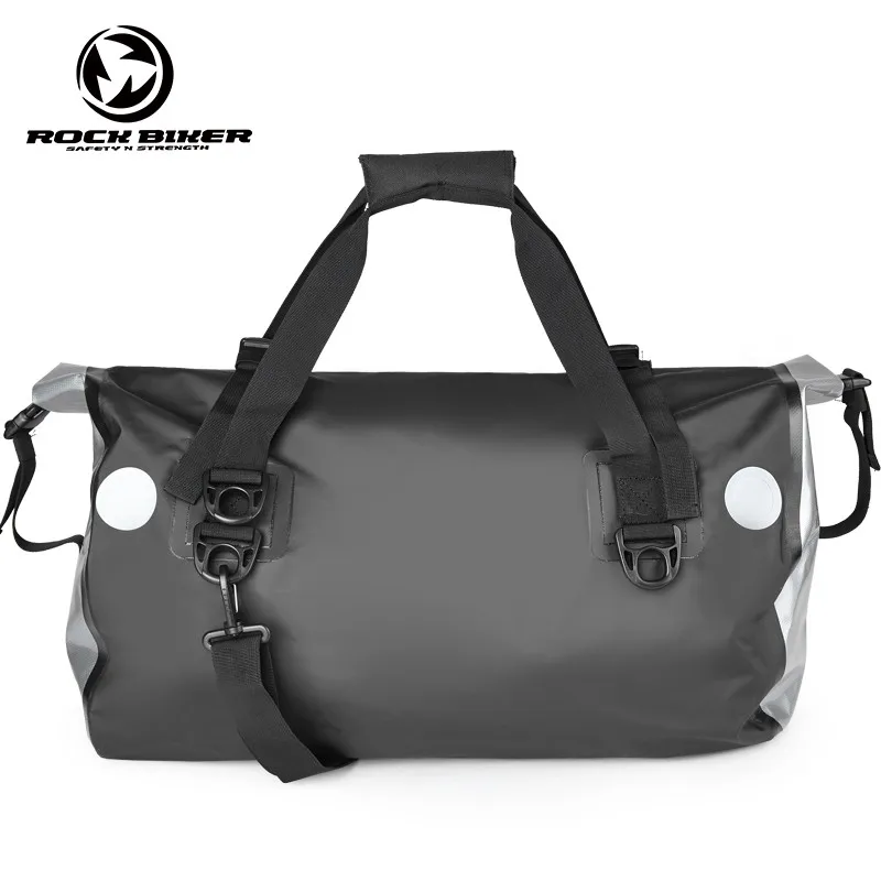 

Rock Biker New Motorcycle Saddle Bags PVC Waterproof Black Motorbike Back Seat Bag Rear Bags Sport Pack 40L Travel Rear Tail Bag