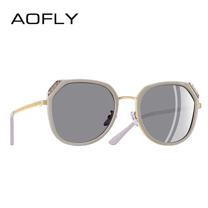 AOFLY, фирменный дизайн,, поляризационные солнцезащитные очки, женские солнцезащитные очки, стразы, инкрустация, уникальная оправа, оттенки, UV400, A120 - Цвет линз: C5Silver