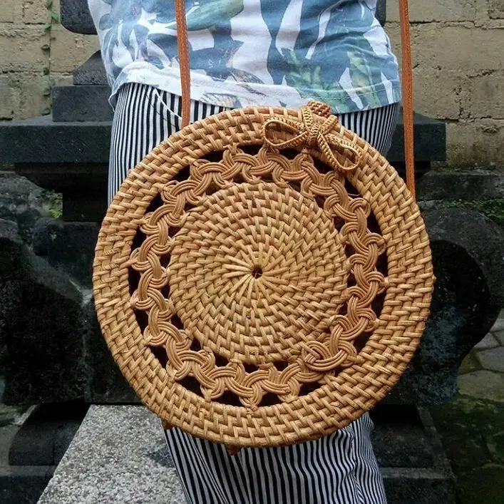 Новая пляжная сумка из ротанга круглая плетеная Сумка в богемном стиле|straw bag|woven