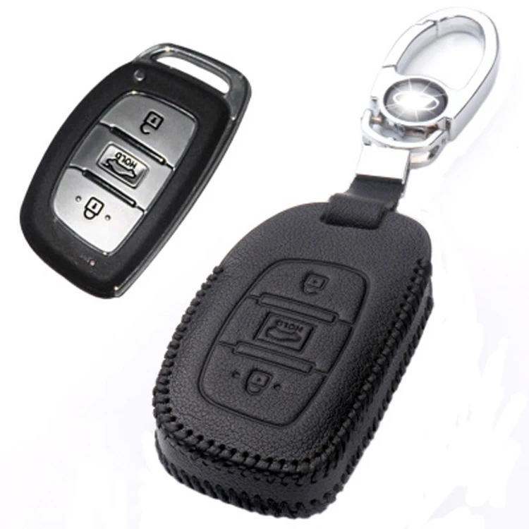 Совершенно новый кожаный чехол для ключей с 3 кнопками Hyundai Series C Type|leather key fob holder|key
