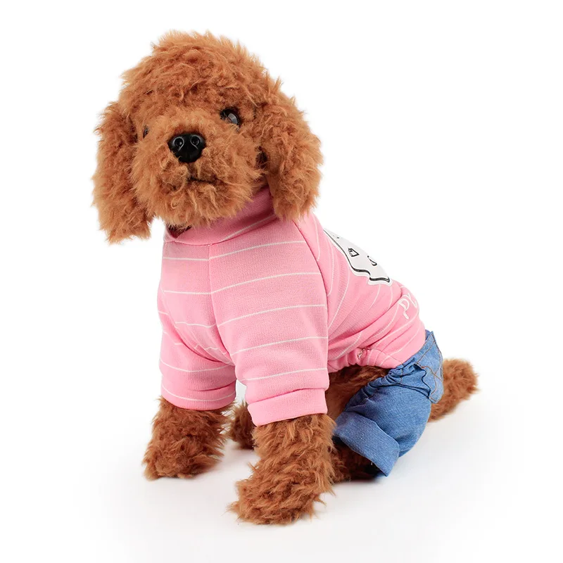 Милый медведь в полоску Собака Кошка толстовки комбинезон костюм для котенка одежда домашних животных
