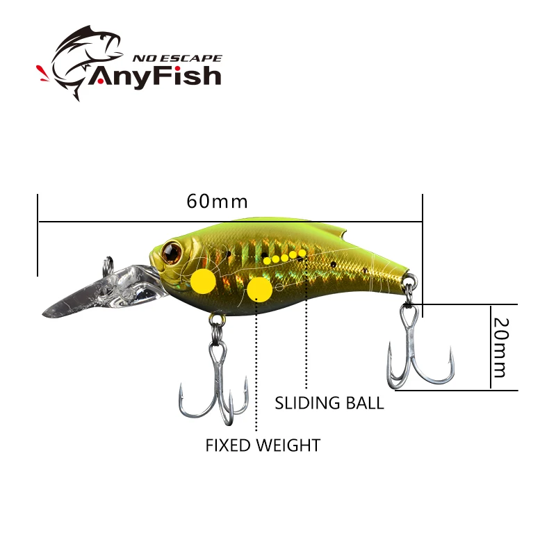 Воблер ANYFISH 60DR плавающие рыболовные приманки с 3D глазами жесткая искусственная