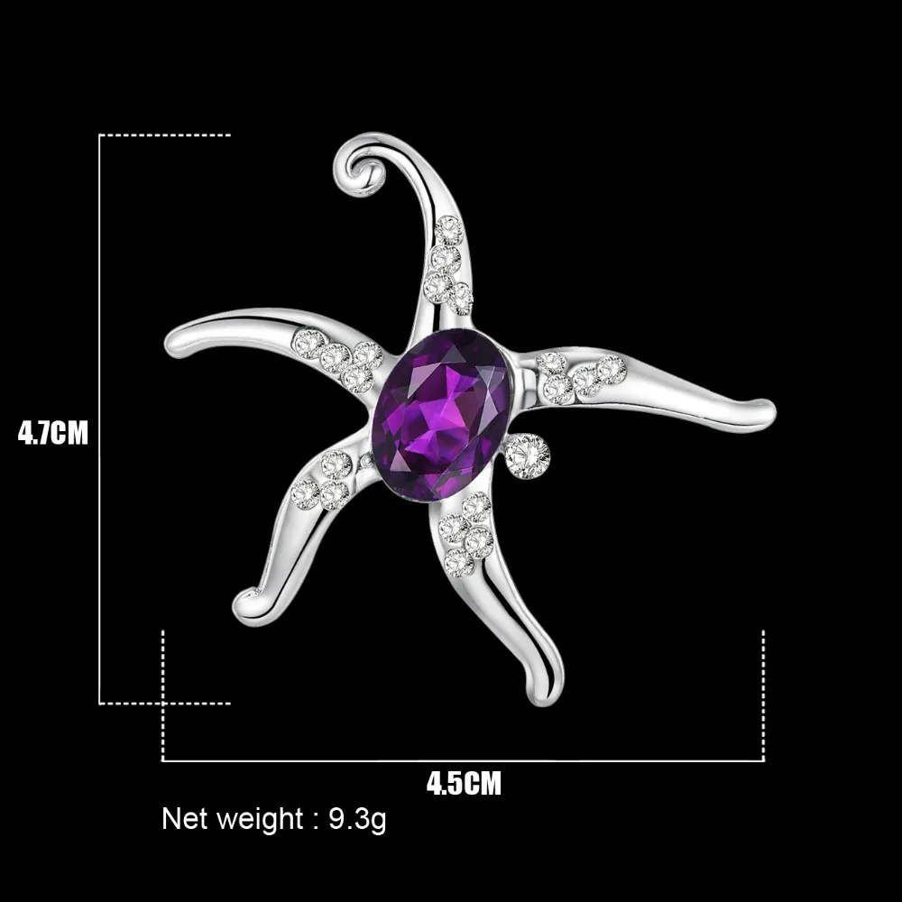 WEVENI фиолетовая Хрустальная брошь в виде морской звезды для женщин