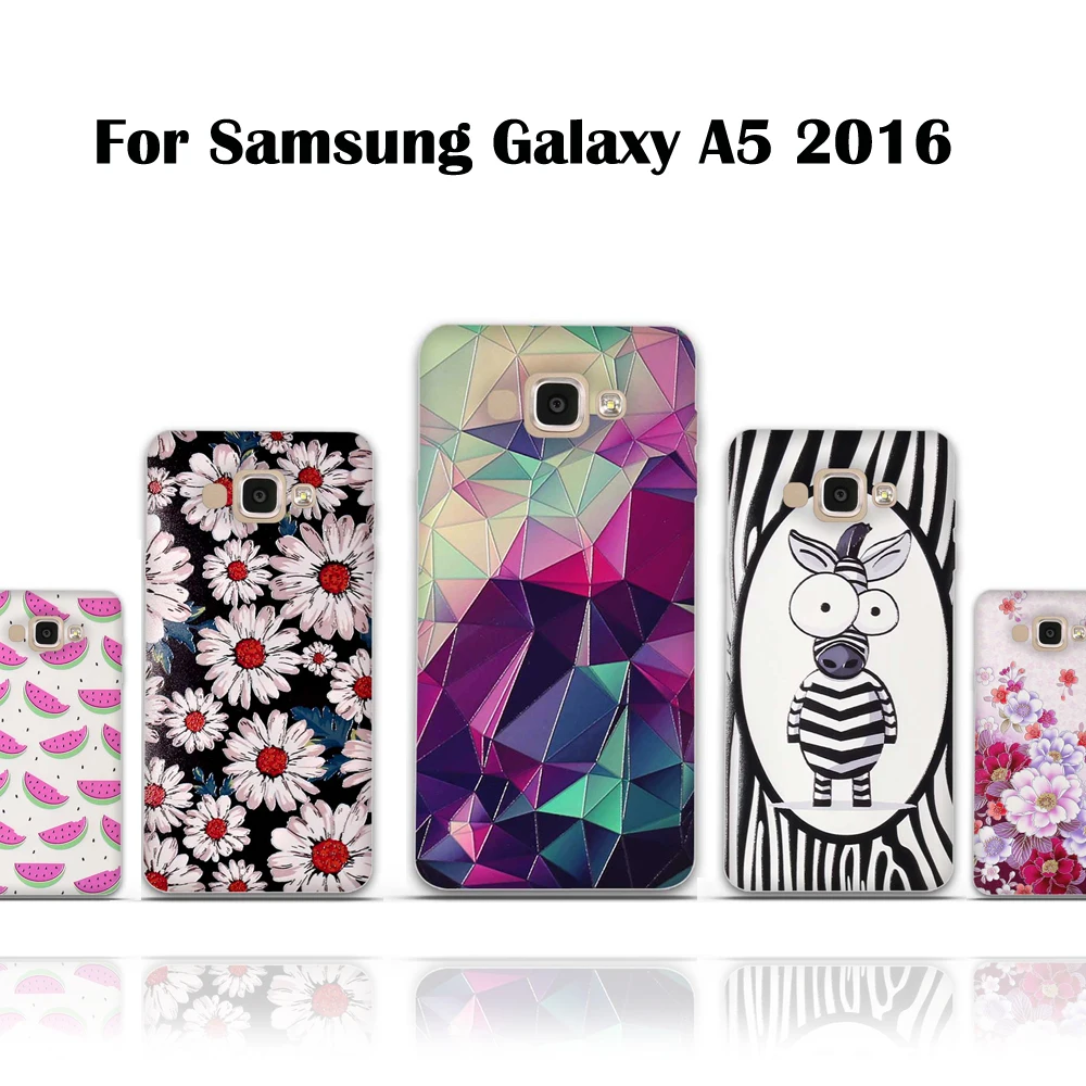 Роскошный мягкий чехол из ТПУ с 3D рельефным принтом для Samsung A5 2016 силиконовый Galaxy