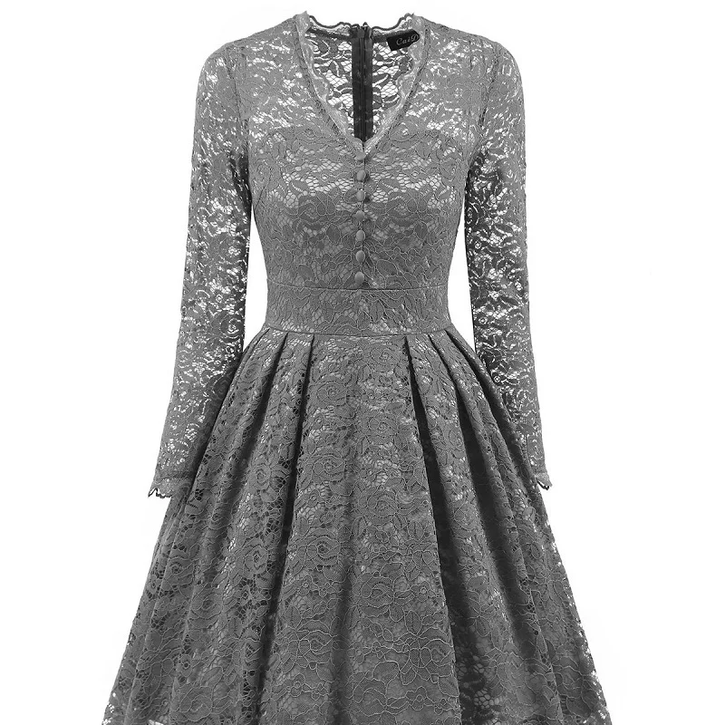 Женское платье миди Gagarich однотонное кружевное средней длины с длинным рукавом и v