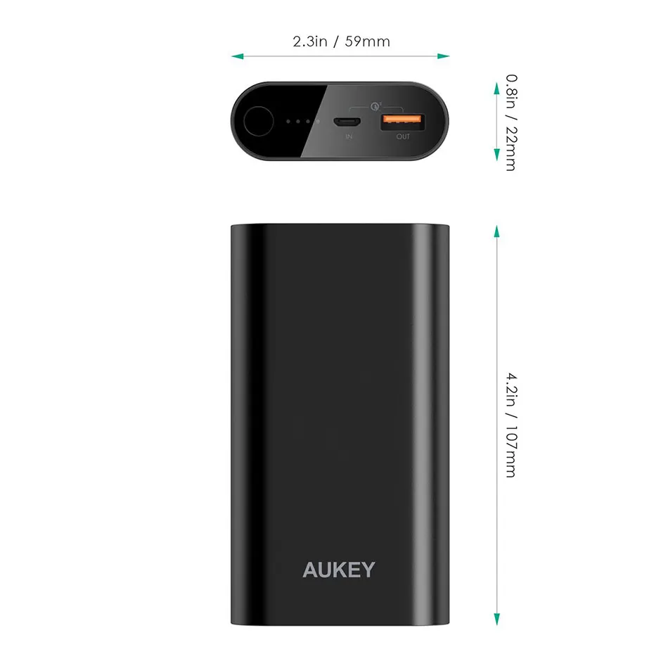 AUKEY Мощность Bank 10000 мАч Quick Charge 3 0 Портативный быстро Зарядное устройство банка для