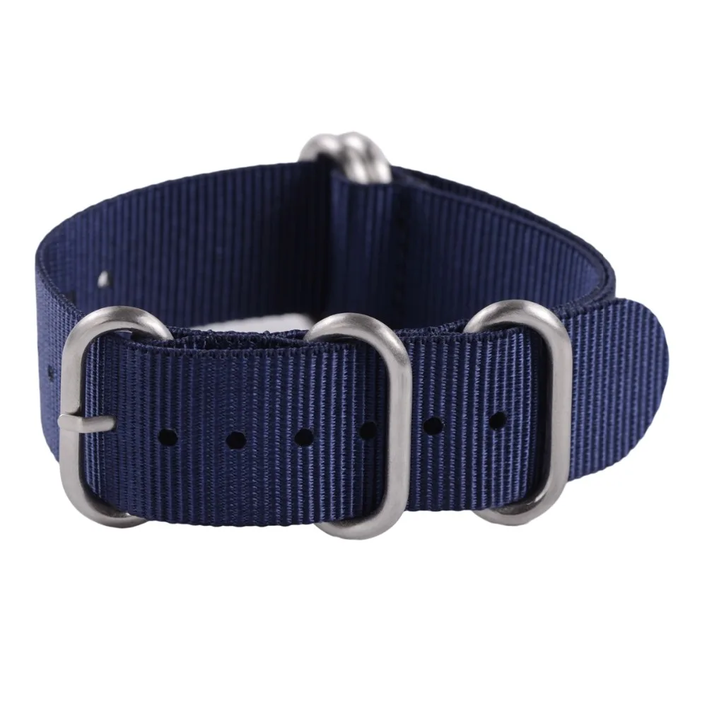 

1pc Top Quality 20mm 22mm 24mm Nylon Watch Band Nato Zulu Watch Band Straps With 5 Rings Black Silver Buckle Watch Accessories