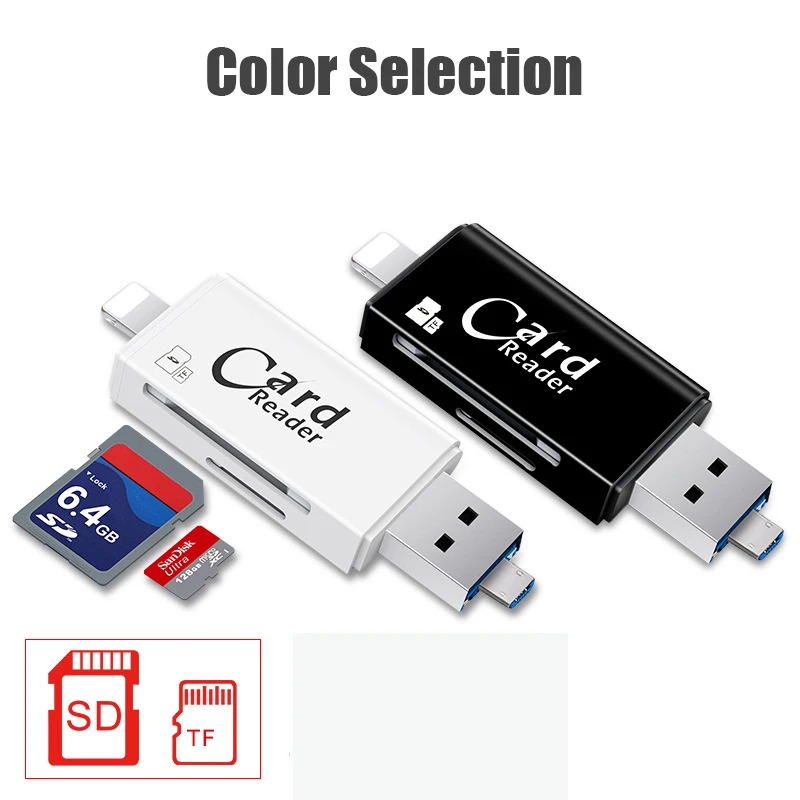 3 в 1 SD TF кардридер Lightning Micro USB 2 0 совместимый адаптер портативный для iPhone Samsung