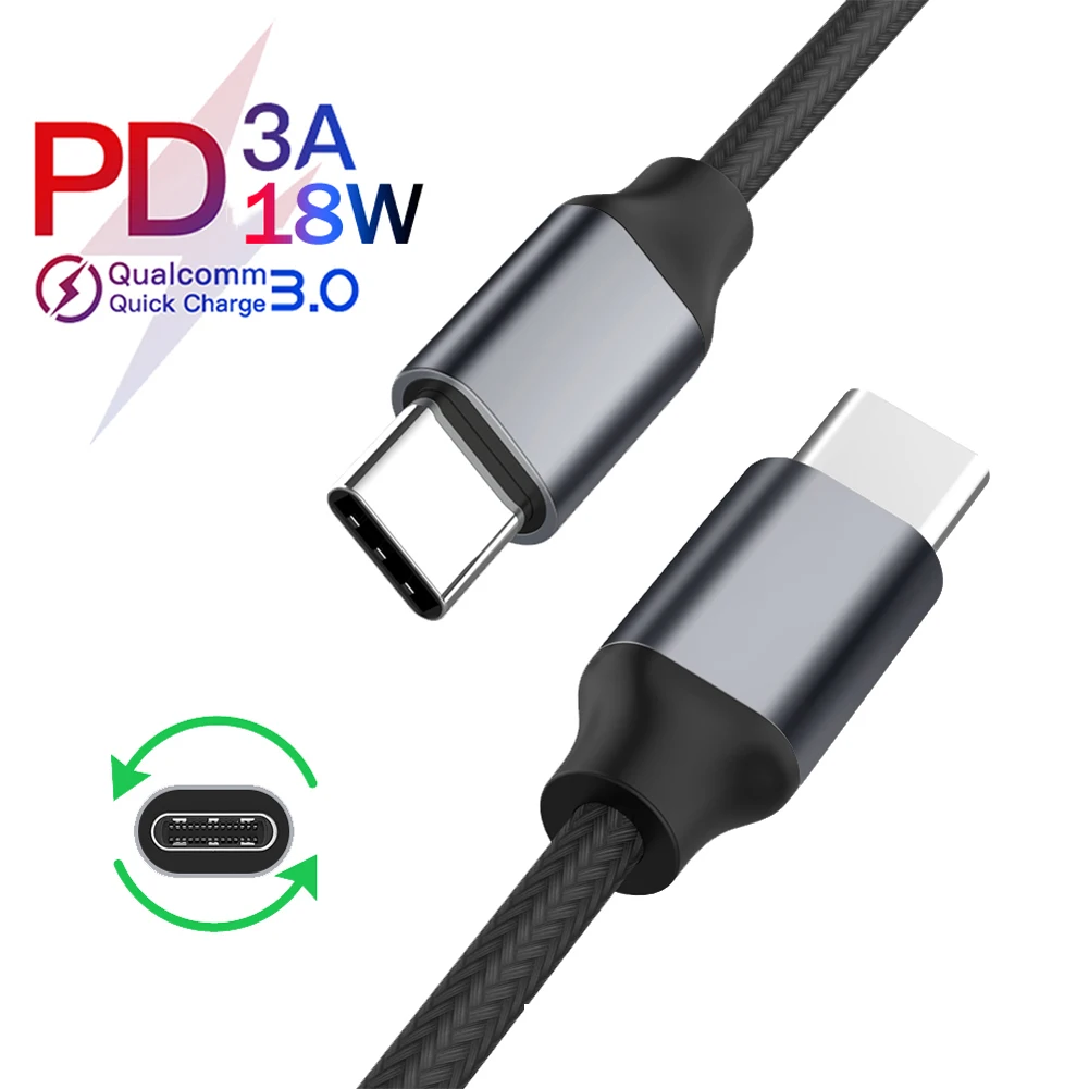 Jetjoy USB C к USB C type C кабель Male to Male 3A PD кабель для быстрой зарядки данных зарядный кабель нейлоновый плетеный провод PD 18 Вт Быстрая зарядка