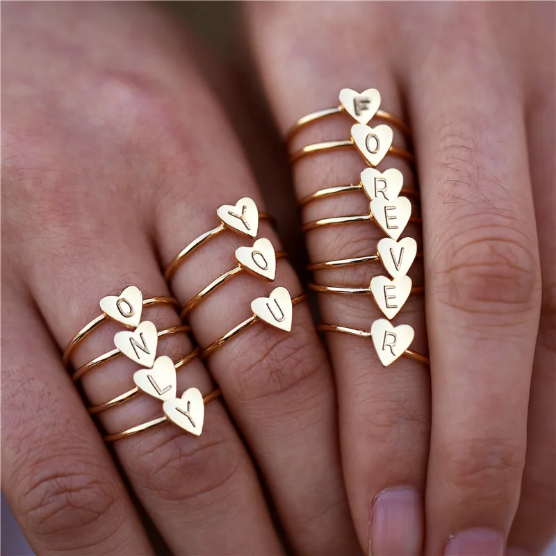 Кольца с буквами алфавита кольца буквенным именем очаровательные ювелирные