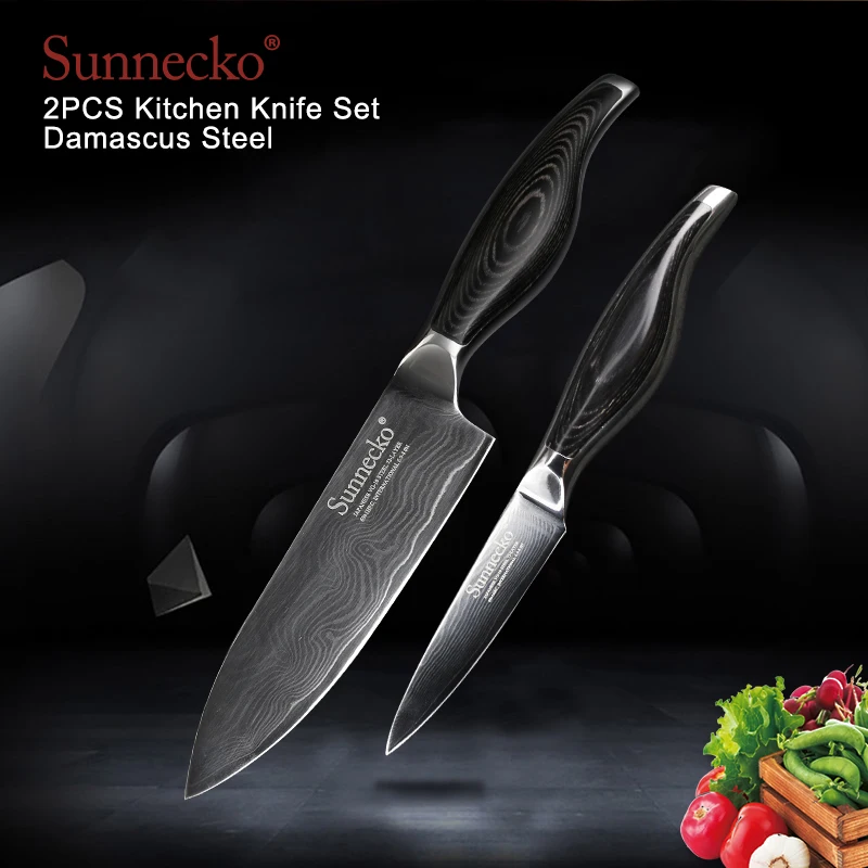 SUNNECKO 2 шт. Кухня набор ножей из дамасской стали 6 5 &quotпринадлежности для шеф повара