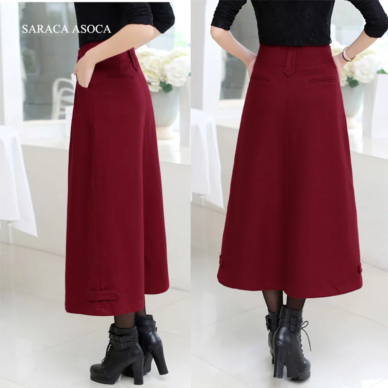 Новинка зимняя длинная юбка женская модная плотная ткань Длина голеностопного