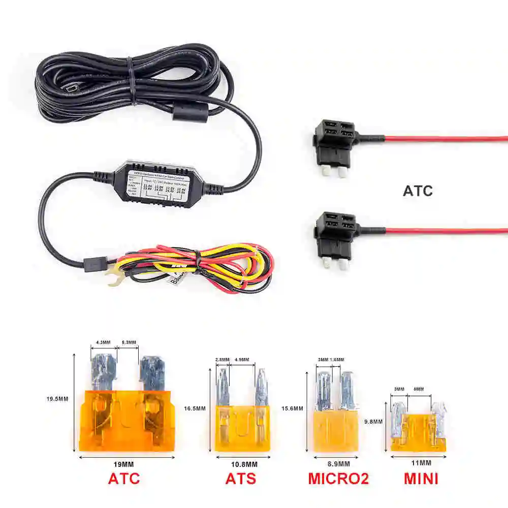 HK3 2PCS ATC Fuse «viofo» A129 A119 V3 Автомобильная камера 3 провода ACC Hardwire комплект кабель HK3 для режима парковки дополнительно Mini/Micro2/ATC/ATS предохранитель кран - Название цвета: HK3 2PCS ATC Fuse