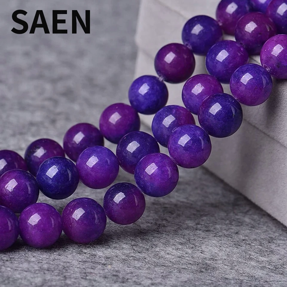 SAEN искусственный окрашенный камень фиолетовый суgilит круглые бусины для