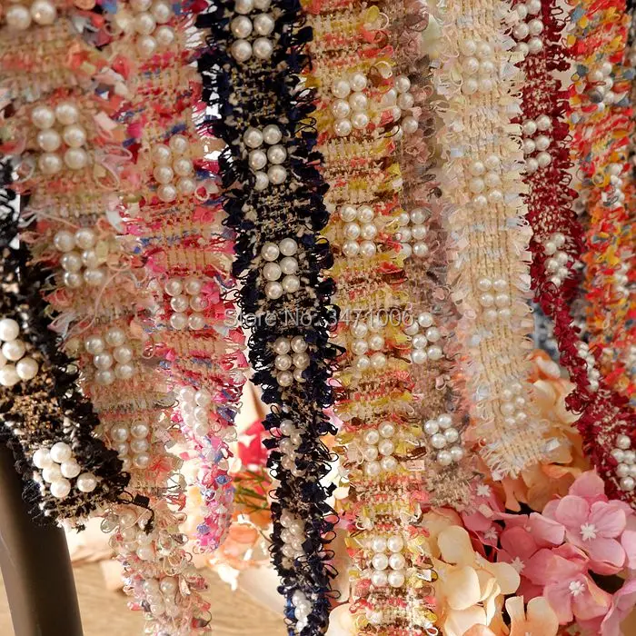 2 метра винтажная нейлоновая Золотая жемчужная вышитая бисером кружевная