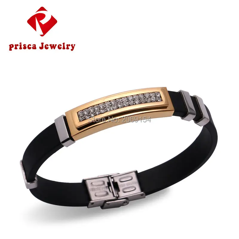 Золотой Мужской стальной браслет из нержавеющей стали очаровательные ювелирные