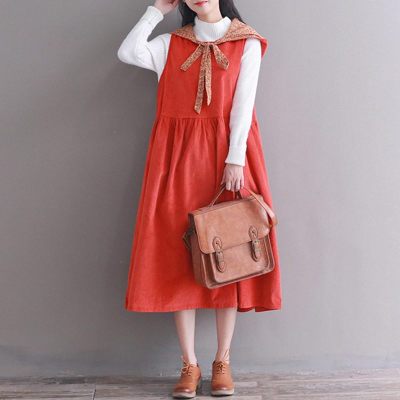 Новое осеннее платье для беременных женщин в винтажном стиле ретро с вельветовым