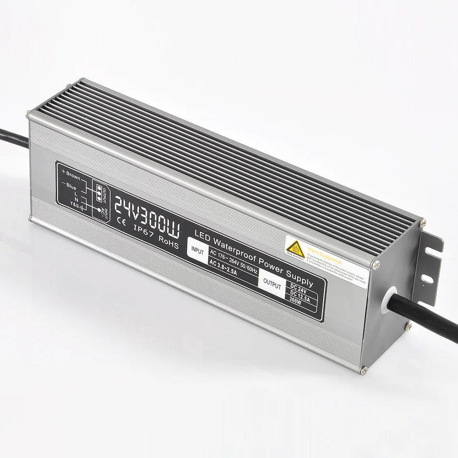 

IP67 water proof 300W AC 100V - 250V to DC 12Vdc 25A DC 24V 12.5A led strip light transformer 3 years warranty CE Rohs EMC LVD