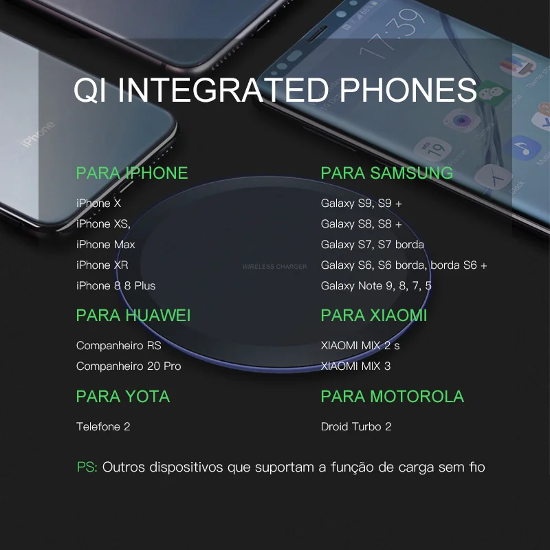 Беспроводное зарядное устройство VicSoul Quick Charge 3 0 для Samsung Galaxy S9 S8 S7 S6 IPhone 8/X/XR/XS/MAX