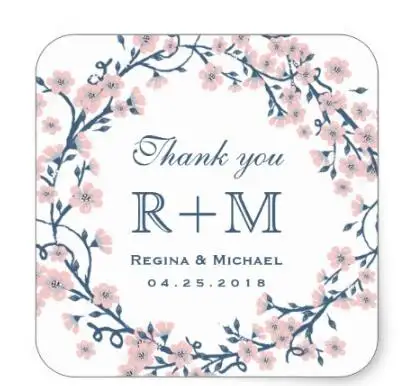 

1.5inch Pink Cherry Blossom Flower Wedding Favor Sticker