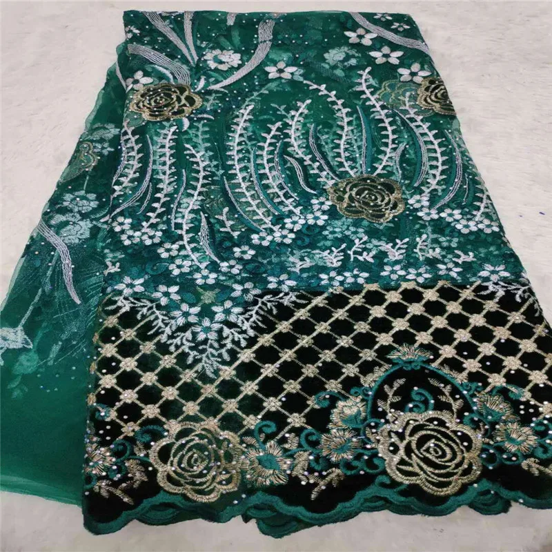 Королевский синий цветок ткань нигерийские платья бархатная нигерийская