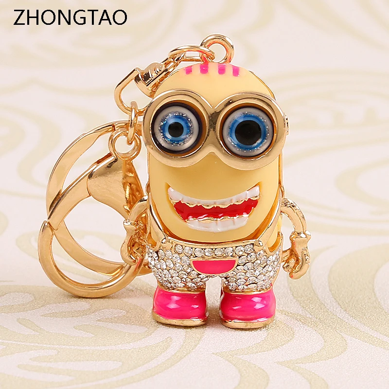 Подвески стразы оплетка 3D розовый мультяшный персонаж металлический брелок на