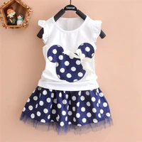 new 2019 t shirt baby child suit 2 pieces fashion girls clothing sets minnie childrens clothes bowknot shirt dress 2 6t
