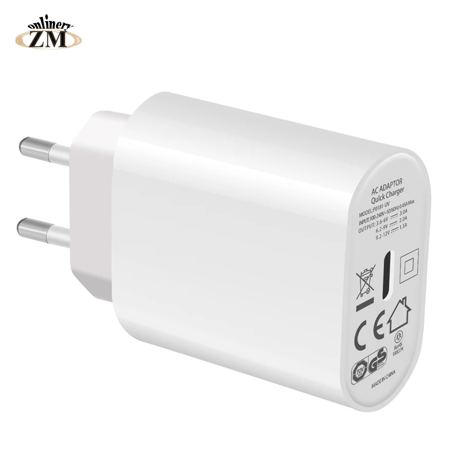 ZMonlinery 18 Вт настенное зарядное устройство типа C адаптер питания быстрое для Apple