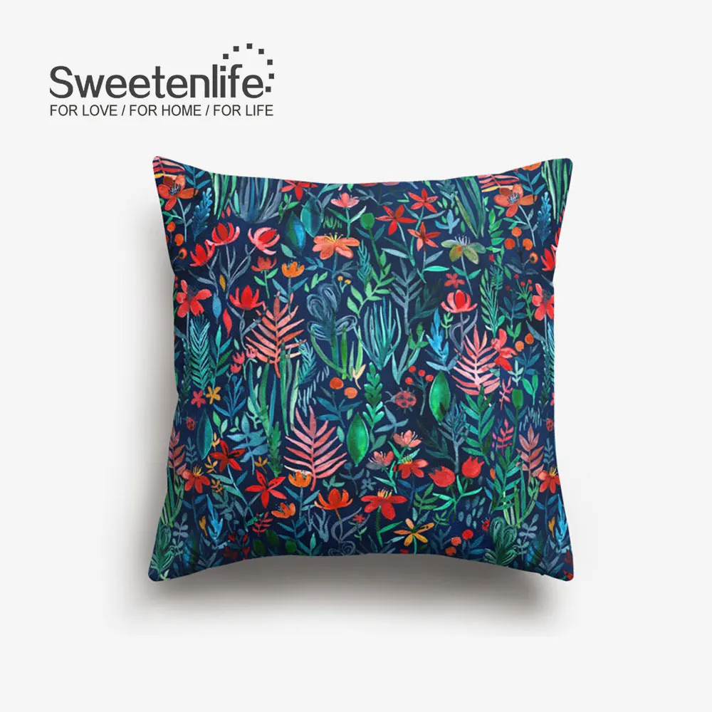 Sweetenlife, 60x60 см, цветочный рисунок, наволочка для подушки, пасторальный стиль, наволочки для подушки, домашний декор, высокое качество, белая льняная декоративная подушка - Цвет: SL0479