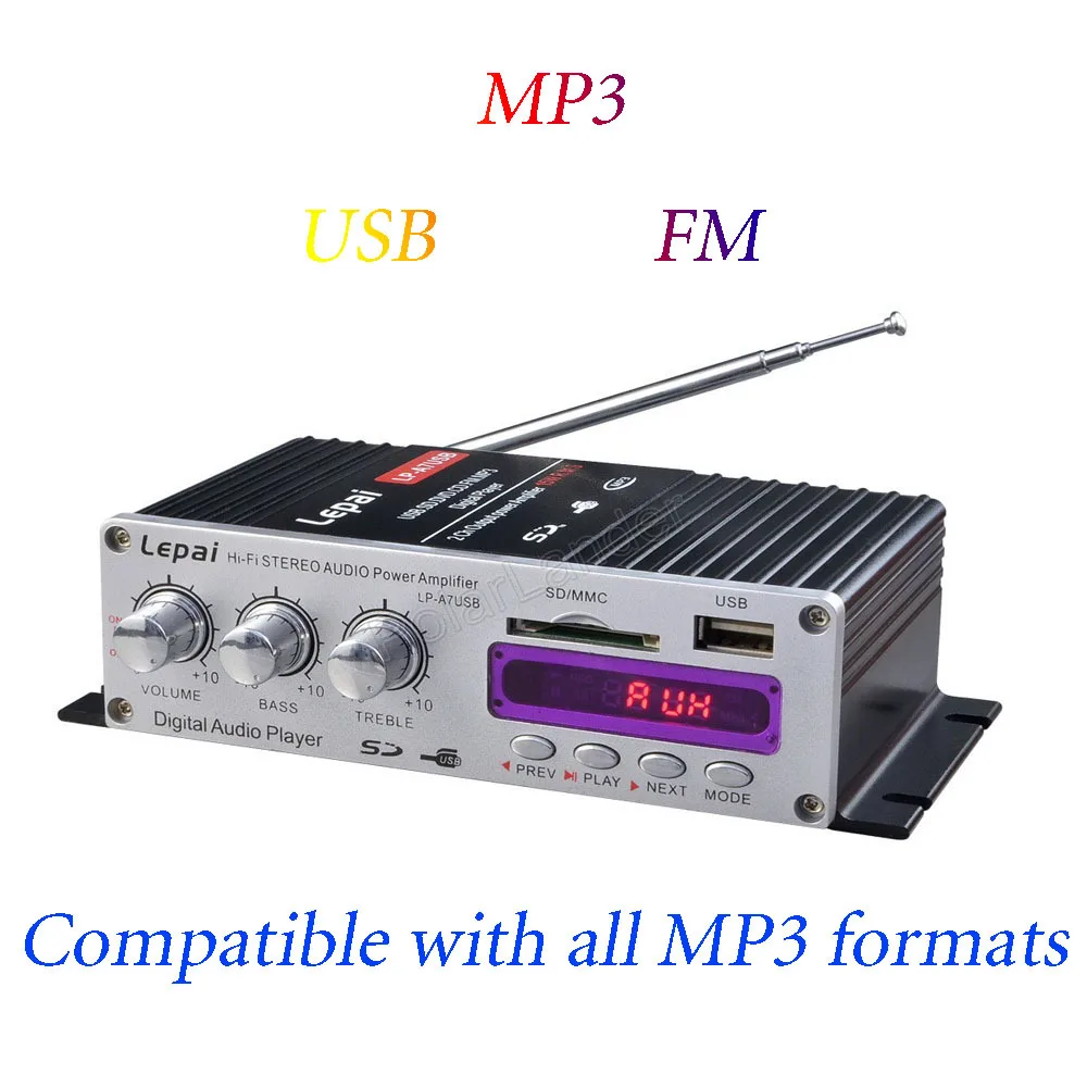 Мини усилитель мощности для автомобиля mp3 плеер мотоцикла USB SD DVD CD FM MP3 + пульт