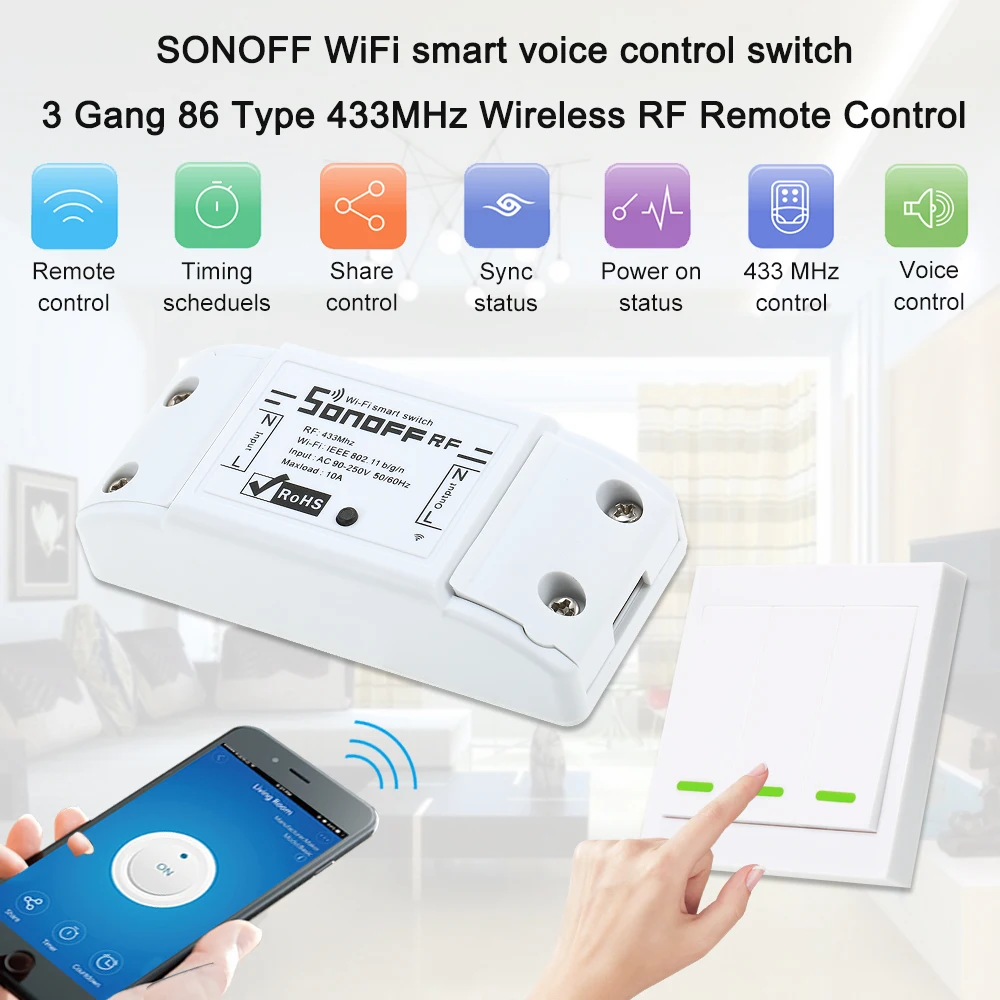 3 шт. беспроводной переключатель SONOFF с таймером 433 МГц для Alexa/Google Home|Пульты ДУ| |