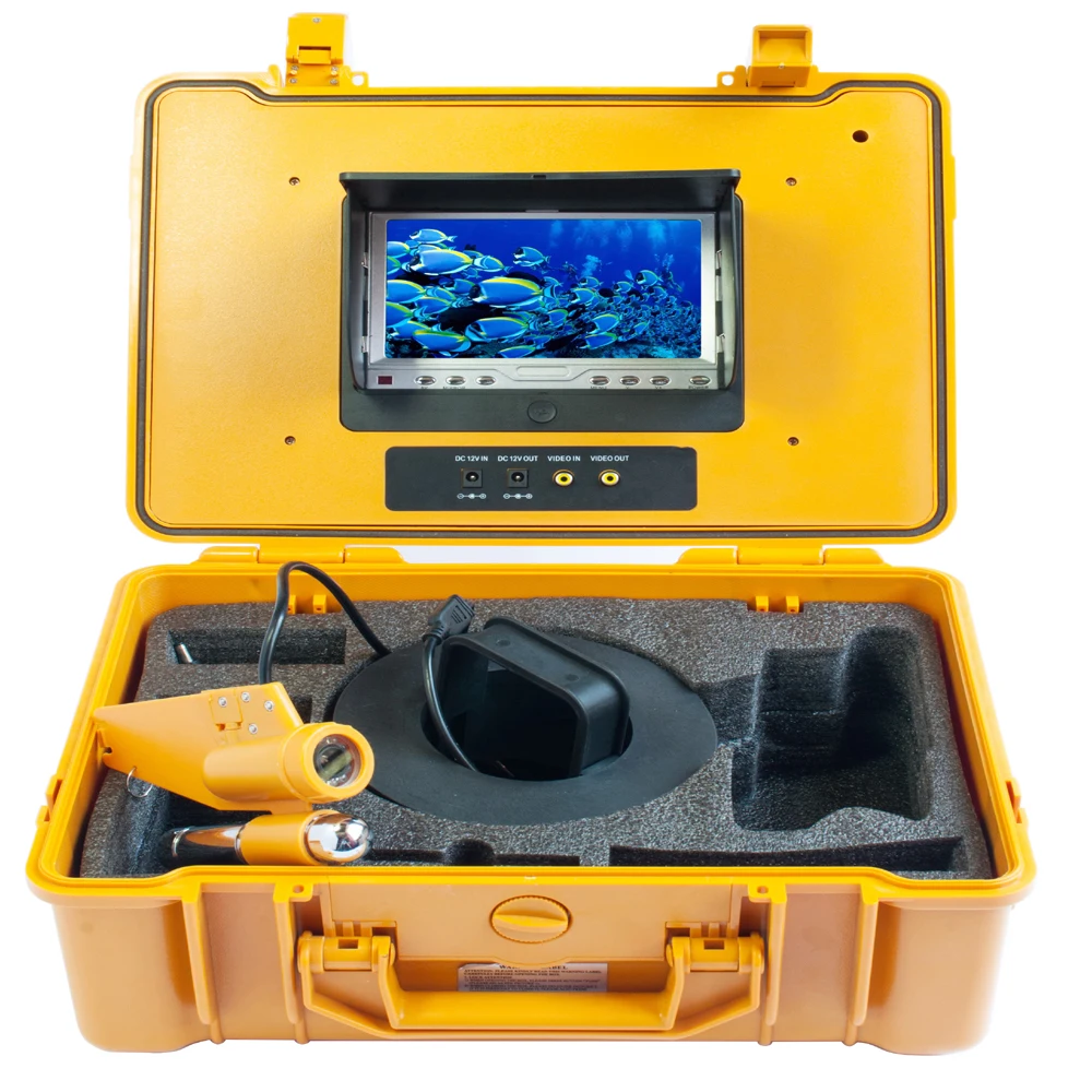 Дешево Комплект камеры для подводной рыбалки с одним свинцовым стержнем 20 метров на глубине и 7-дюймовым цветным TFT-дисплеем и жестким пластиковым ...