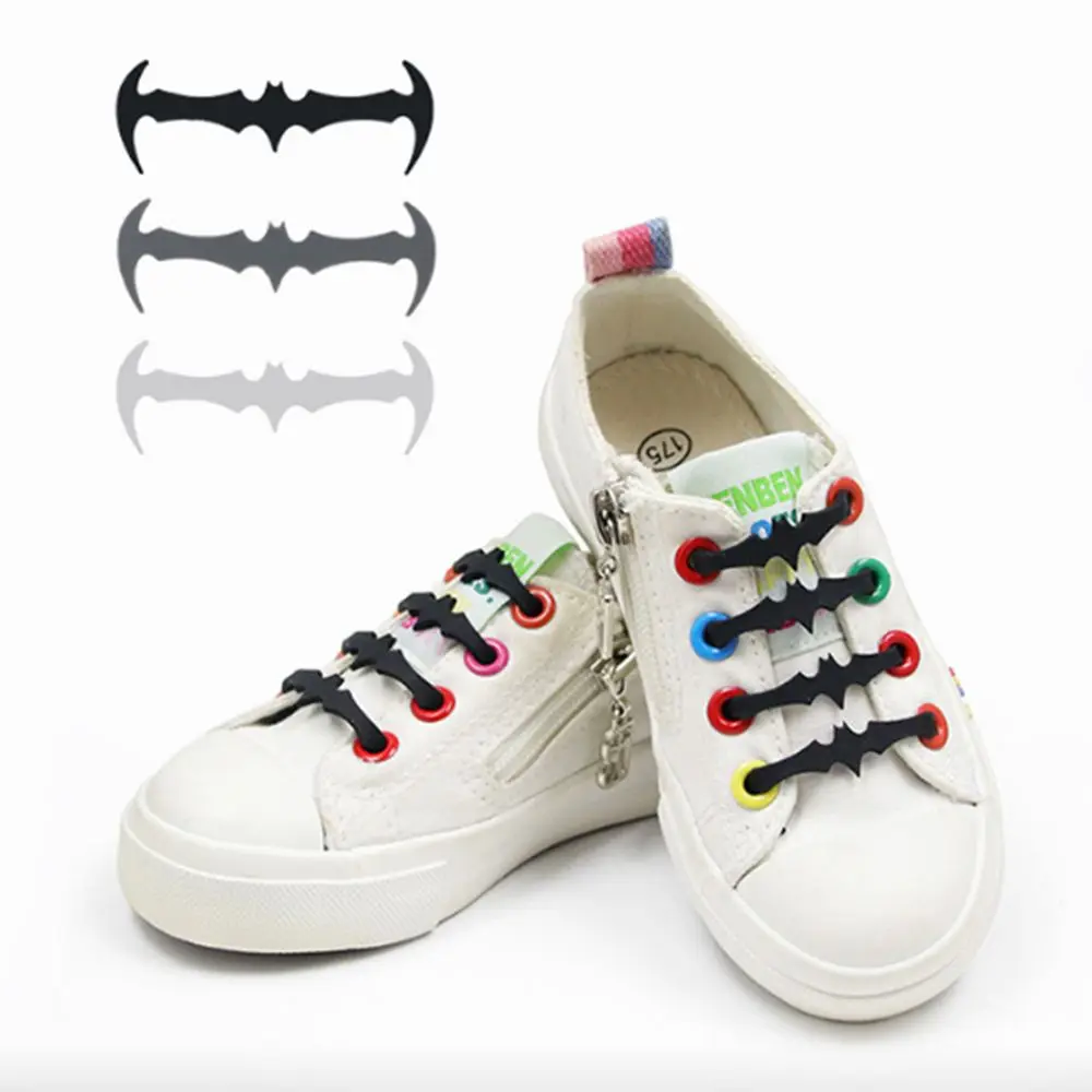 

12PC/16PC Set Wild creative bat children's section Free silicone Lazy shoelace