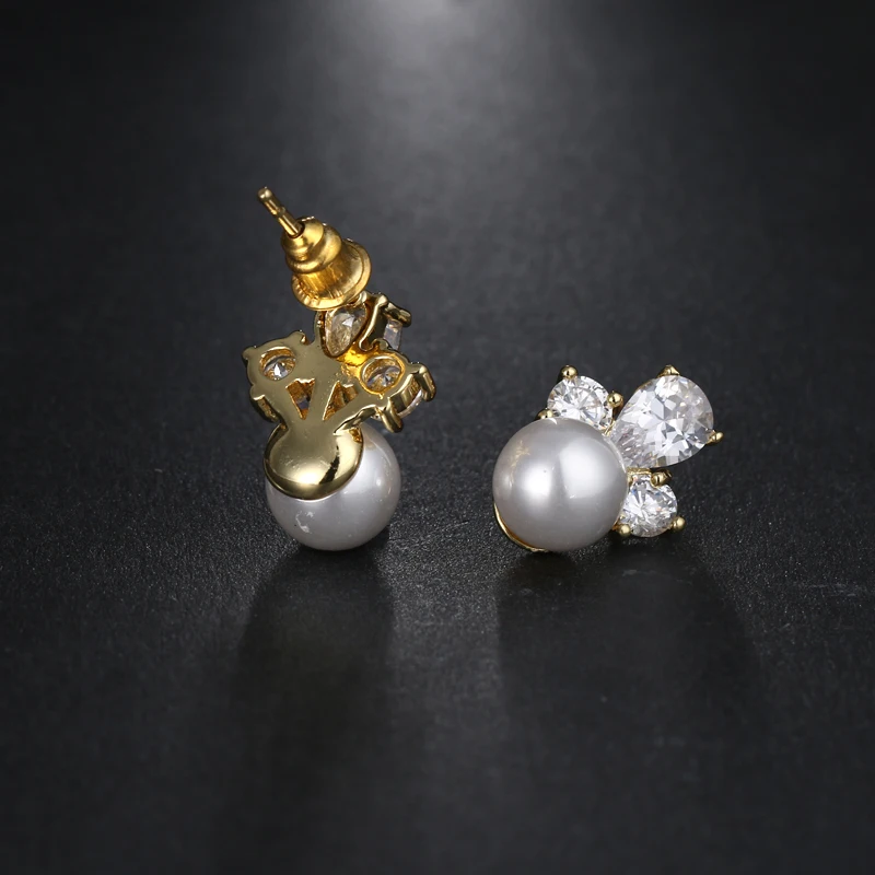 Женские серьги гвоздики с кристаллами и жемчугом|earrings gift|flower stud earringsfashion earrings |