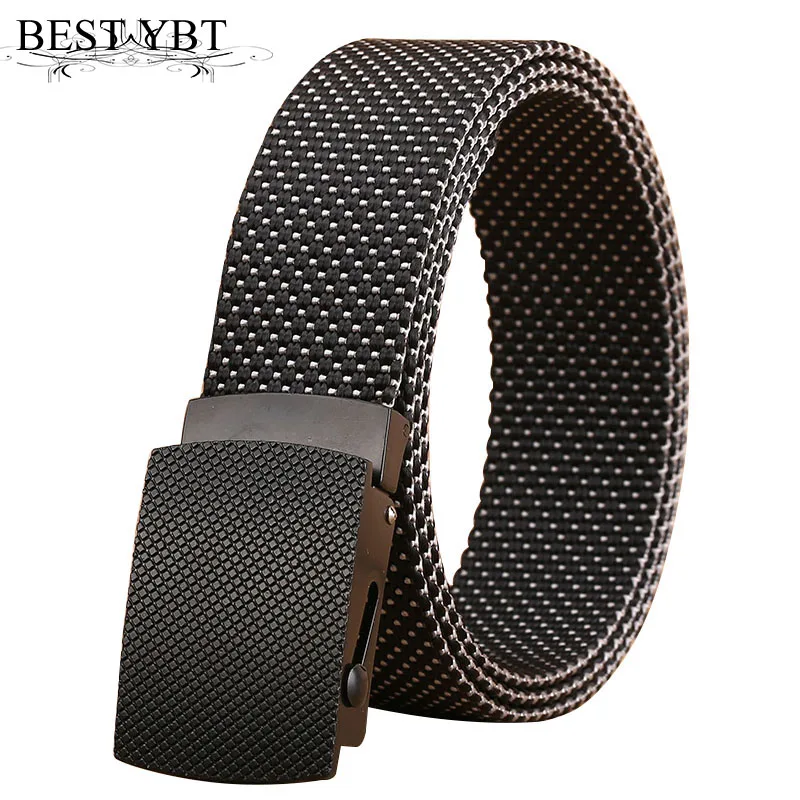 

Best YBT Men belt high quality Nylon Alloy smooth buckle belt outdoor easy and convenient casual Men cowboy pants belt