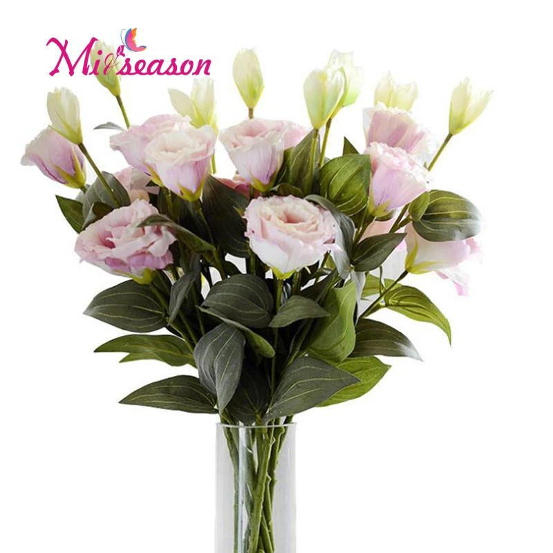 5 шт. Европейский искусственный цветок 3 головы поддельные Eustoma филиал Gradiflorus Lisianthus Слик Цветы Свадебный Домашний Декоративный букет