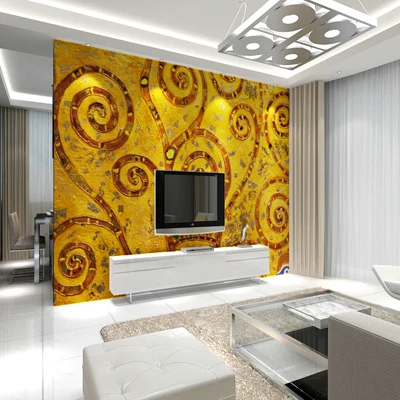 Пользовательские 3d росписи 3D нетканые золотые обои диван спальня ТВ тема отель