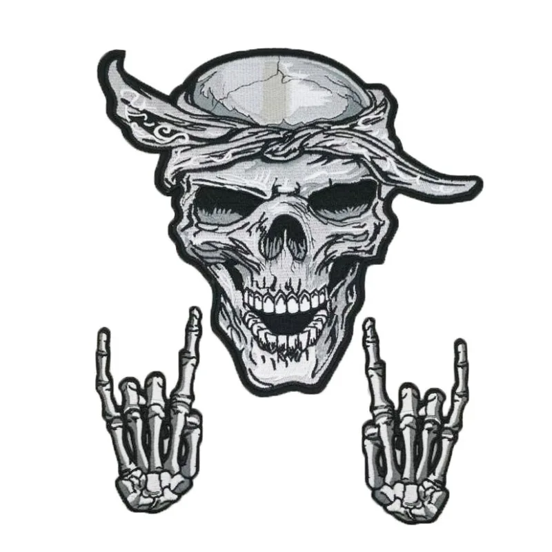 Байкерские нашивки с вышитыми черепами для одежды большая нашивка в виде черепа