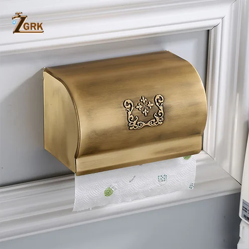 GJL07A ZGRK настенное крепление для ванной комнаты, античный матовый дизайн, держатель для рулона бумаги, золотой держатель для туалетной бумаги, коробка для салфеток, аксессуары для ванной комнаты - Цвет: GJL07A
