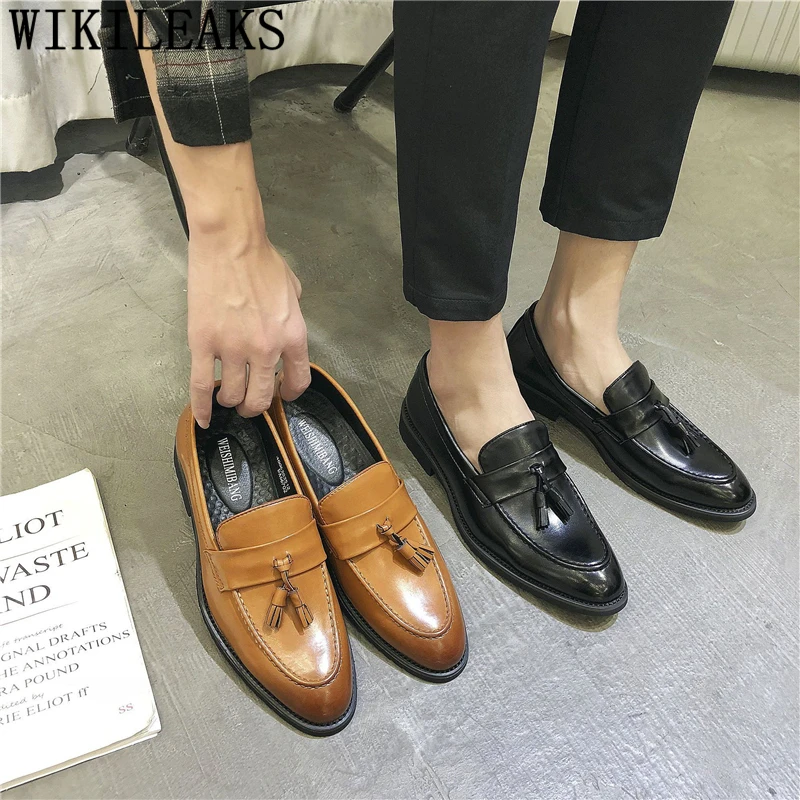 Туфли мужские классические кожаные лоферы элегантная формальная Свадебная