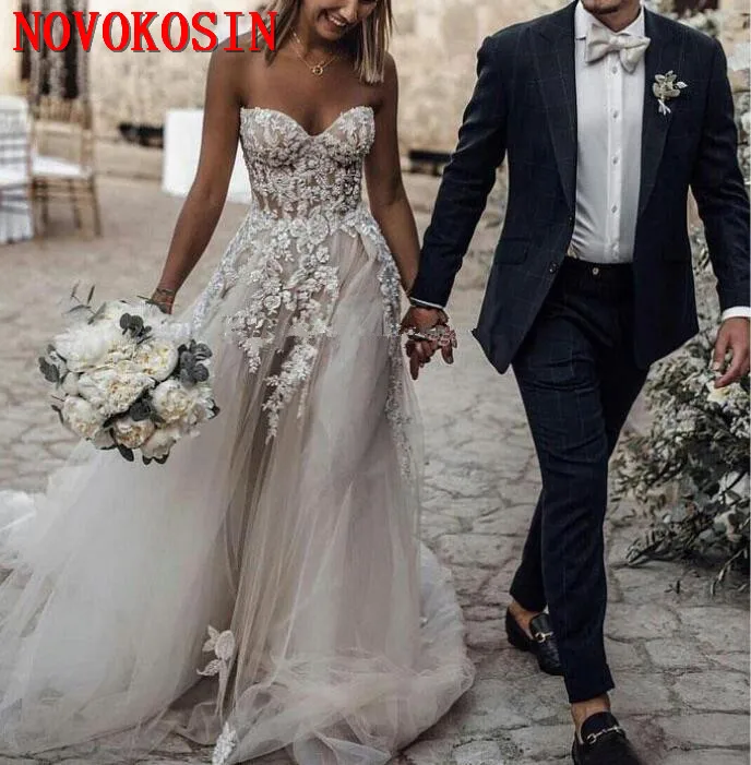 Женское свадебное платье It's yiiya белое кружевное с вышивкой бисером без