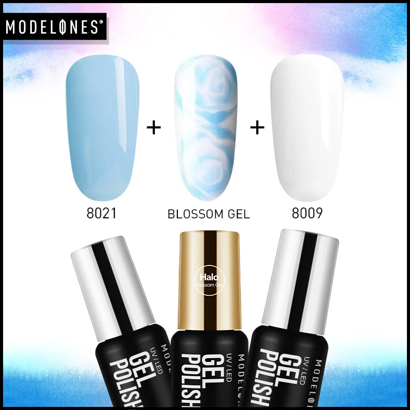 3PCS SET 8021 Modelones прозрачный цветок УФ-гель для ногтей набор Полупостоянный Гибридный гель лак для ногтей цветущие цветы светодиодный гель комплект лаков - Цвет: 3PCS SET 8021
